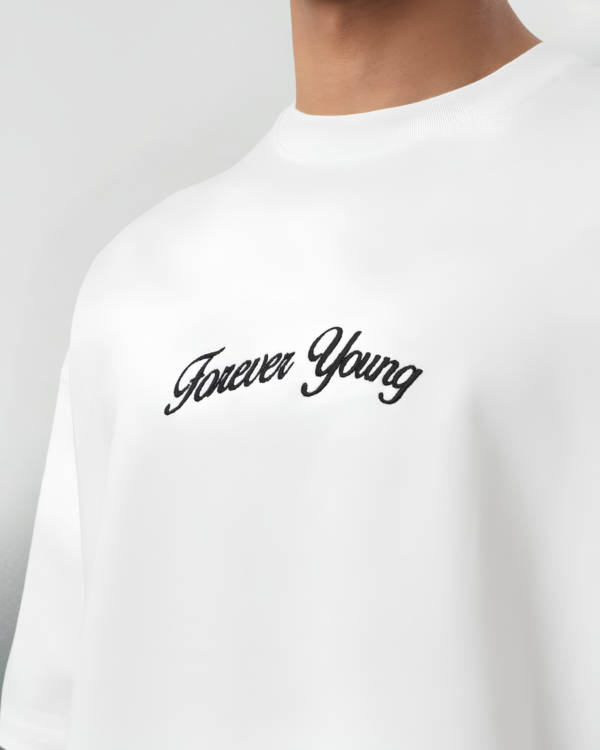 ARVON "Forever Young" Hip-Hop Graphic Oversized T-Shirt - Off-White