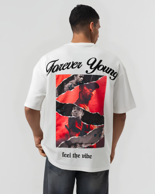 ARVON "Forever Young" Hip-Hop Graphic Oversized T-Shirt - Off-White