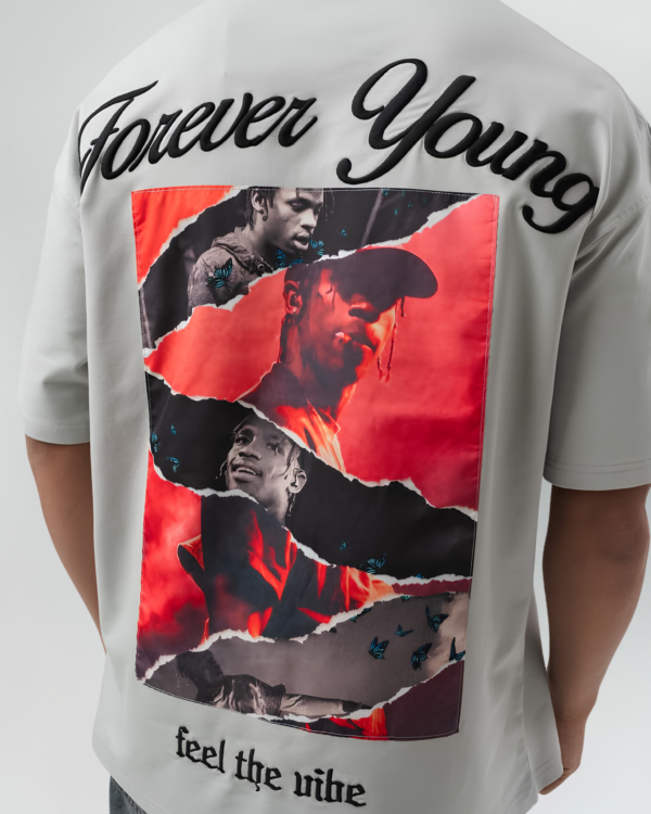 ARVON "Forever Young" Hip-Hop Graphic Oversized T-Shirt - Off-White